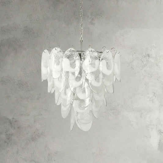 Lampadario Frostelle in vetro di Murano bianco
