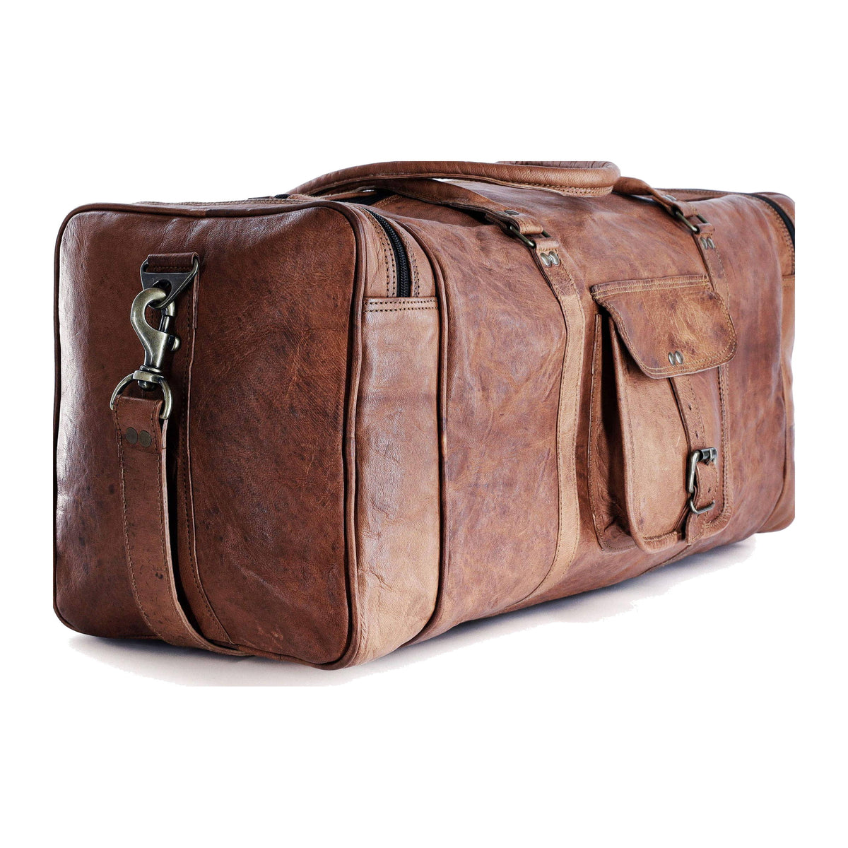 Sac de voyage structuré en cuir pleine fleur pour homme