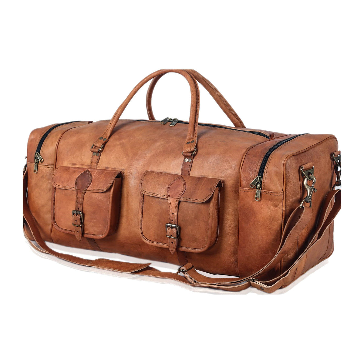 Sac de voyage structuré en cuir pleine fleur pour homme