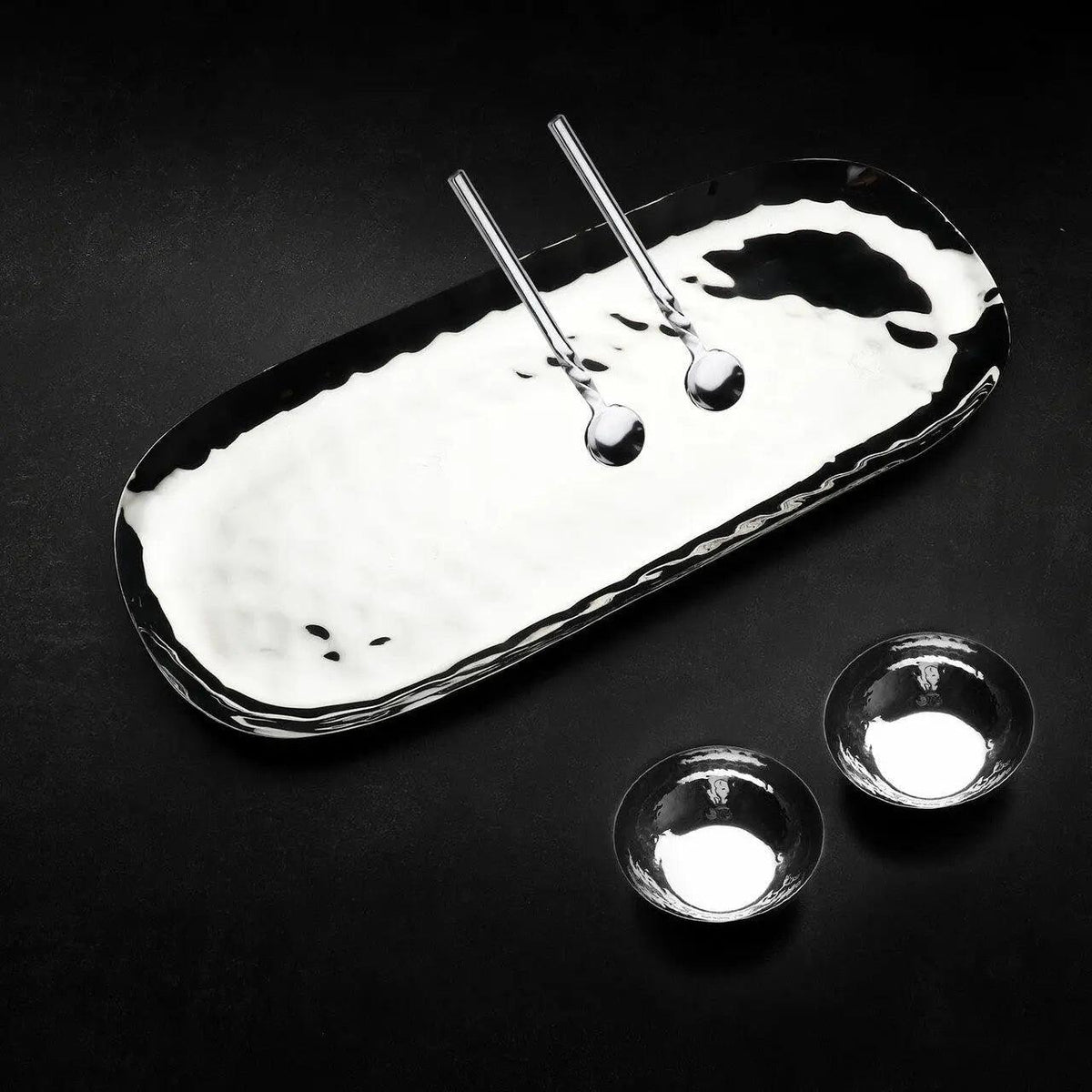 Ensemble de 5 condiments en acier inoxydable martelé poli