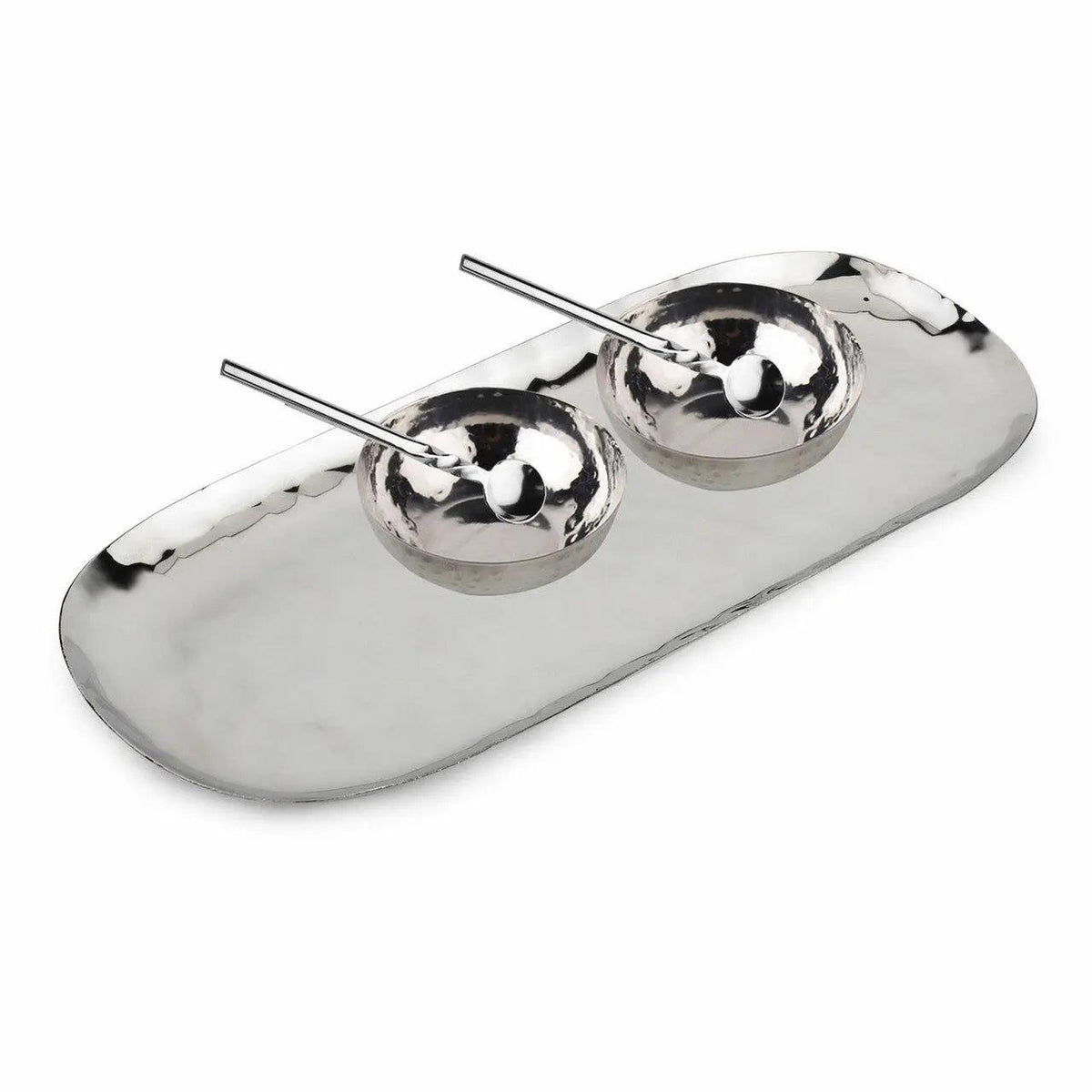Ensemble de 5 condiments en acier inoxydable martelé poli