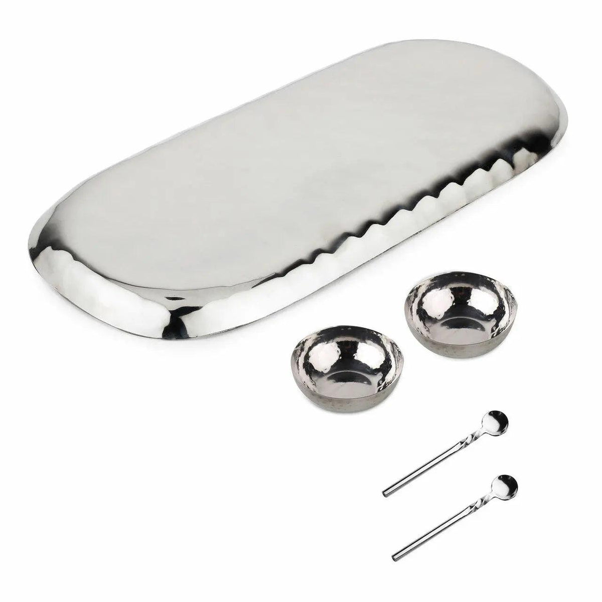 Ensemble de 5 condiments en acier inoxydable martelé poli