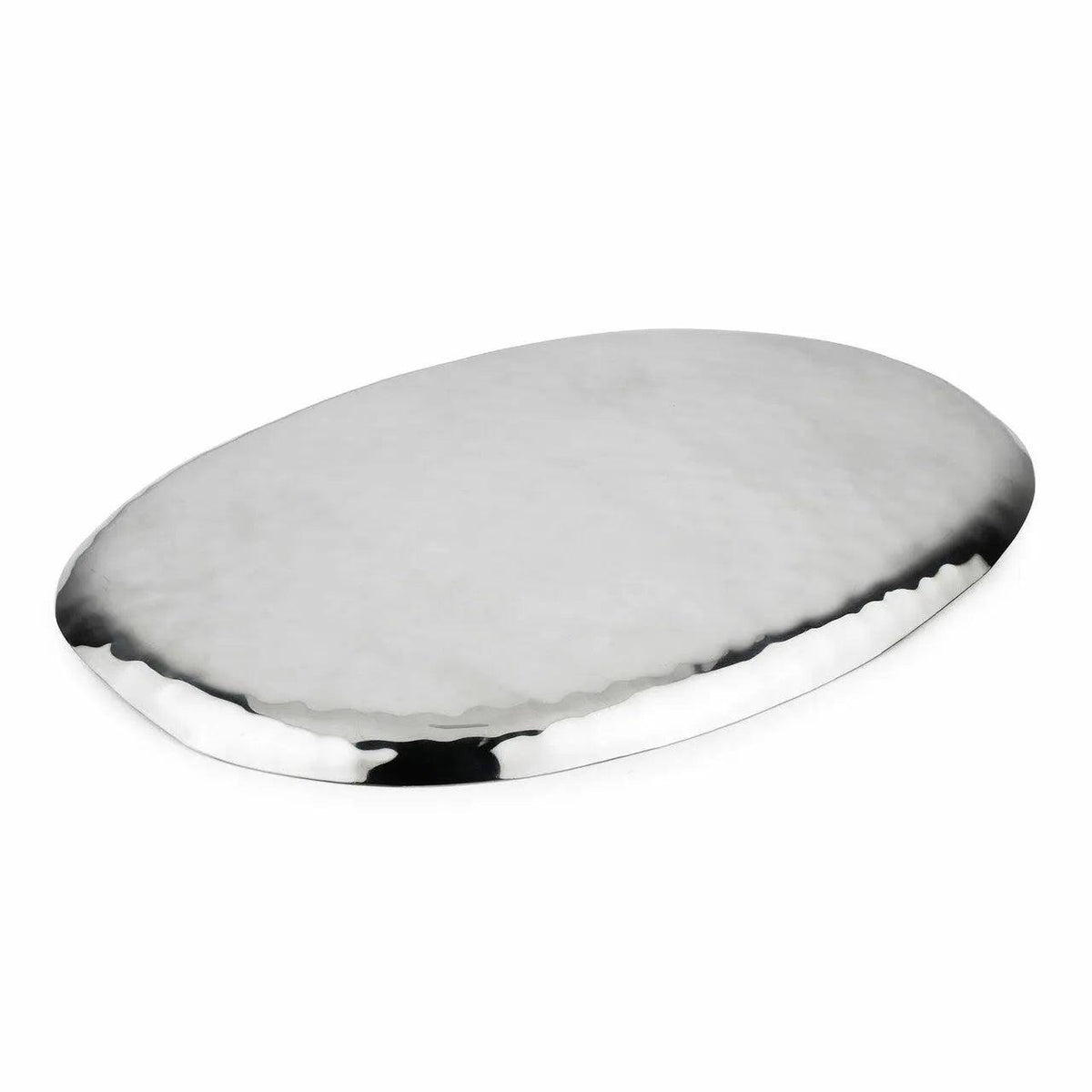 Plateau de service ovale en acier inoxydable poli 18"x11"