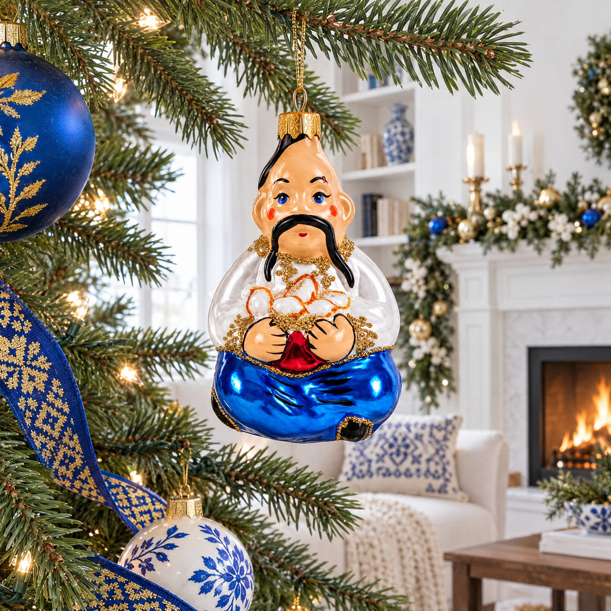 Ukrainian Cossack Glass Christmas Ornament