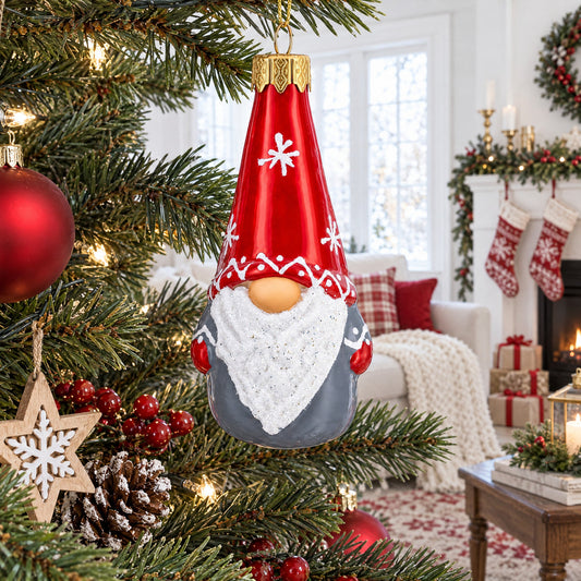 Ornement de Noël en verre lutin scandinave