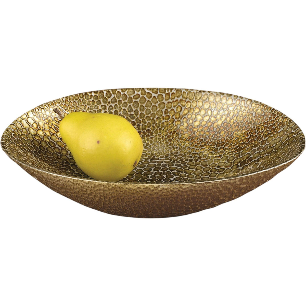 Coppa decorativa in vetro | Coppa ovale con motivo a pelle di serpente e foglia oro