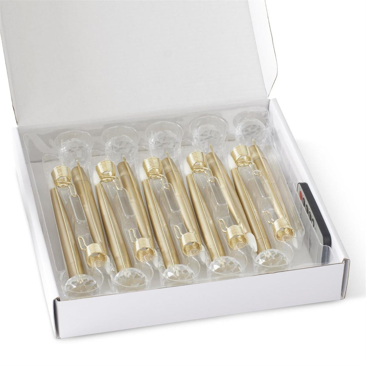 Set of 6 6 Inch Glass Pendant Hanging LED Candle Ornaments with Remote – Cream, Gold & White