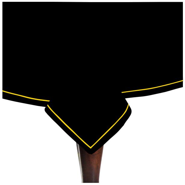 Nappe unie en satin de coton avec bordure brodée simple - Noir