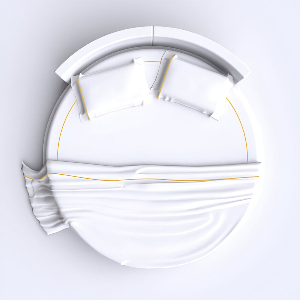 Parure de lit ronde en satin de coton uni, 400 fils, broderie simple
