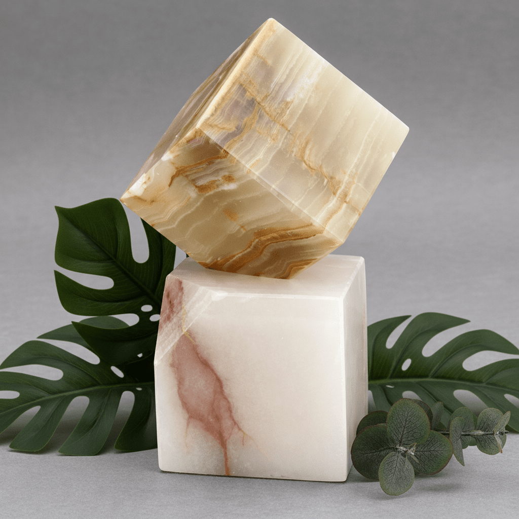 Cube sur pied en onyx vert (3 pouces) - Presse-papier de bureau