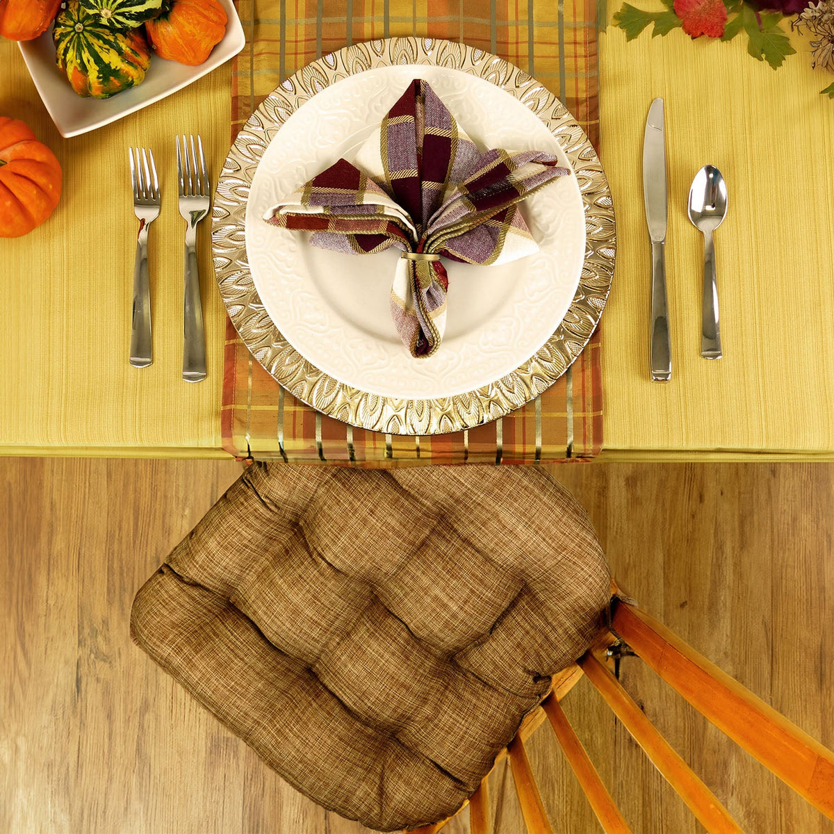 Hayden Pecan Dining Chair Pads - Latex Foam Fill - Reversible