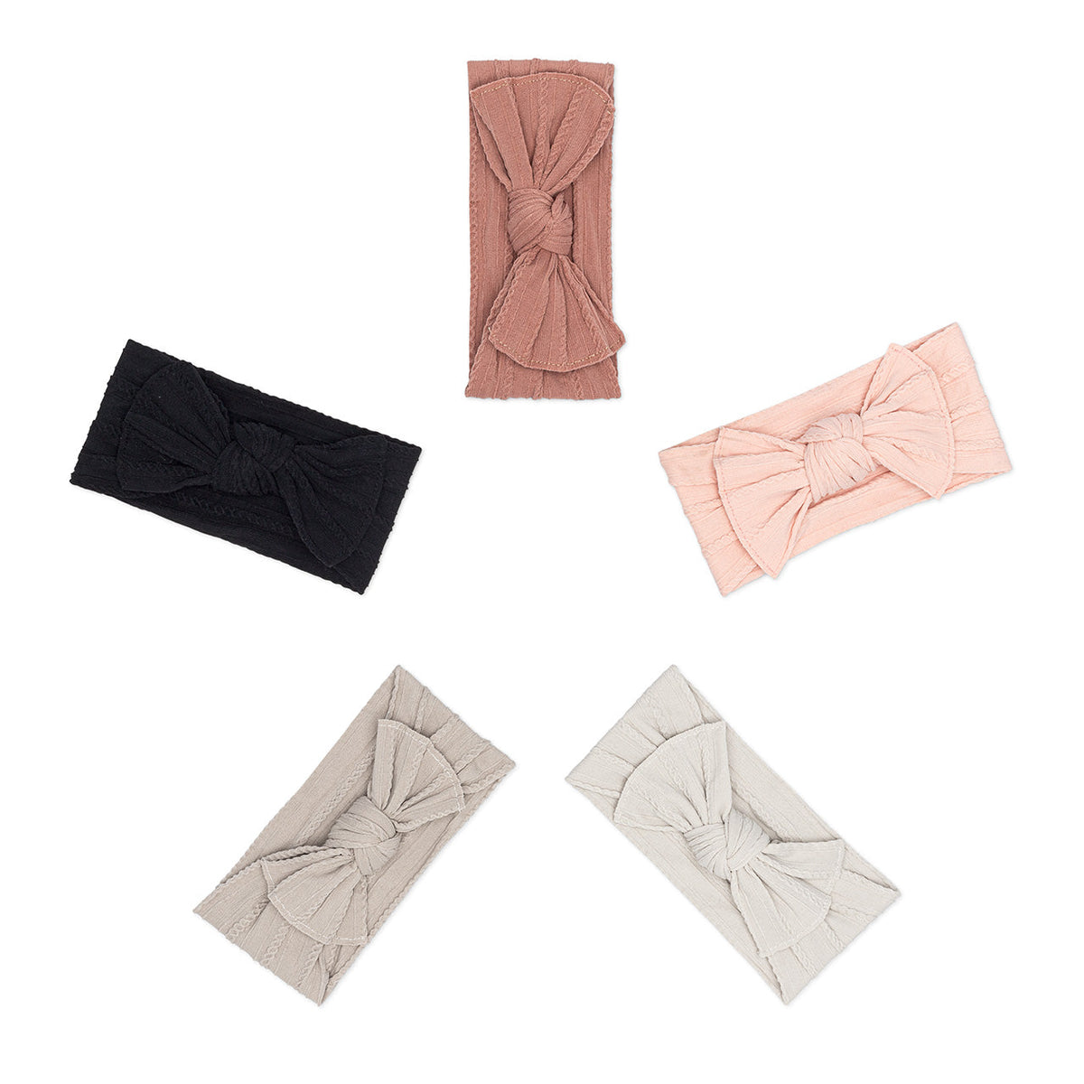 Set Rosewood - Fasce per capelli annodate a maglia trecciata - Confezione da 5