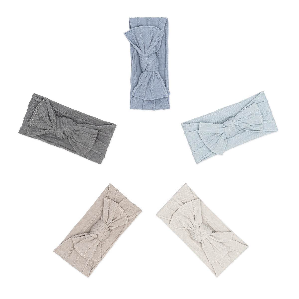 Ensemble Stormy - Bandeaux noués en tricot torsadé - Lot de 5
