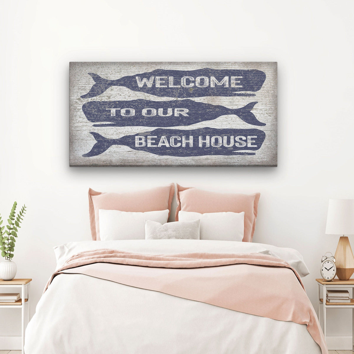 Cartello di benvenuto con balena - Targa personalizzata per casa al mare - Decorazione murale costiera