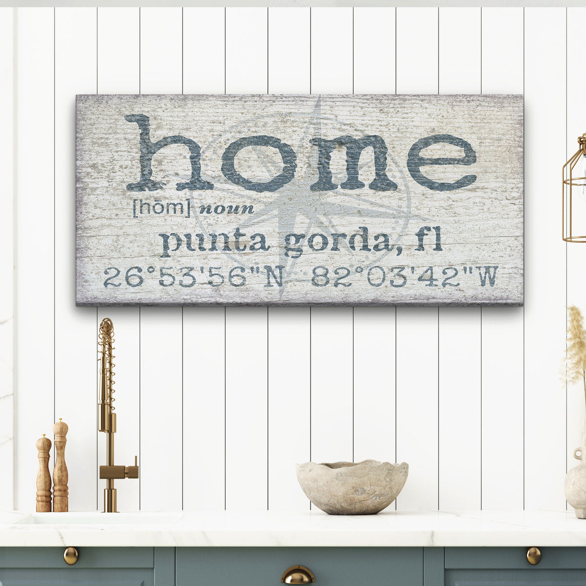 Targa da parete personalizzata su tela con coordinate geografiche di casa