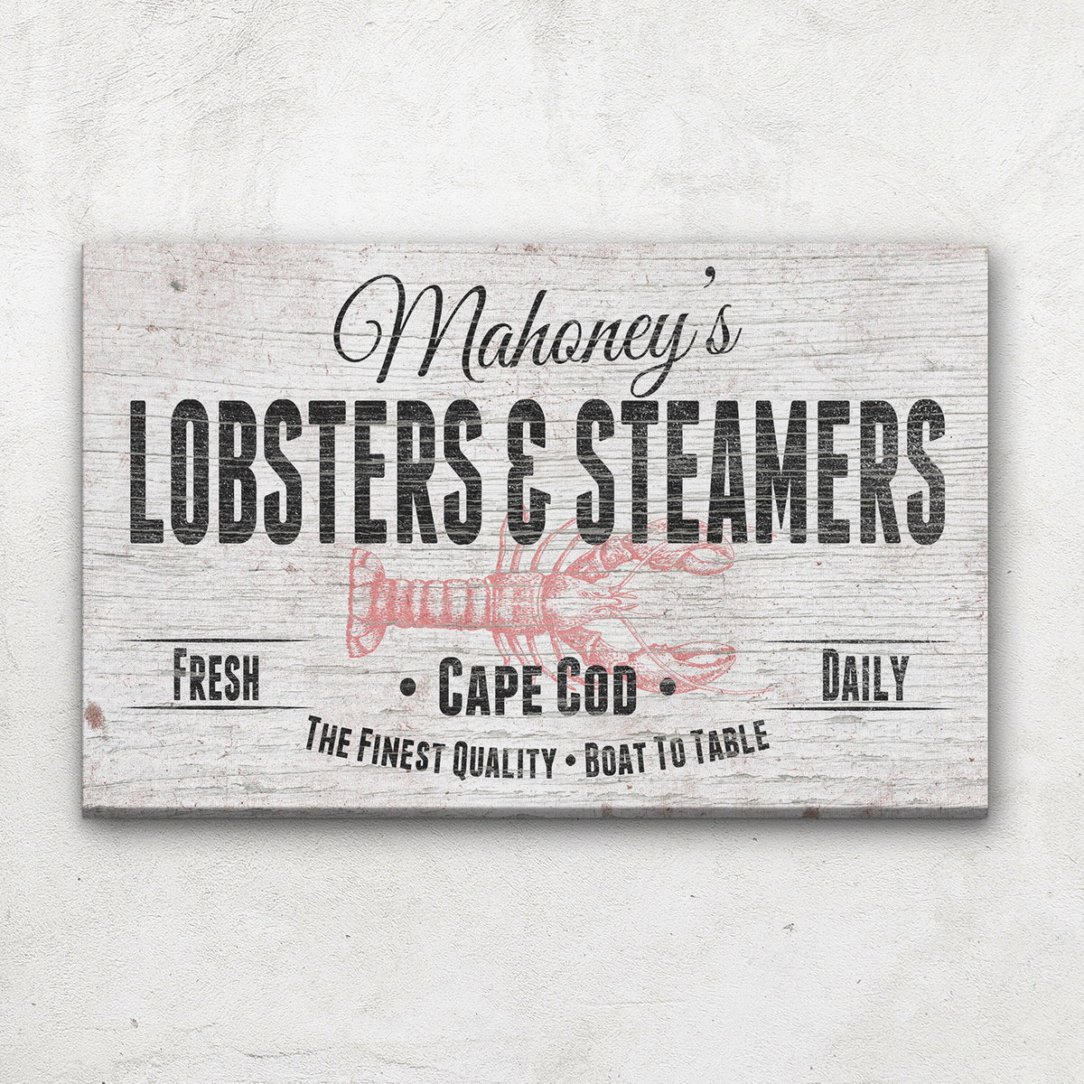 Enseigne personnalisée sur toile pour restaurant de homards et fruits de mer cuits à la vapeur