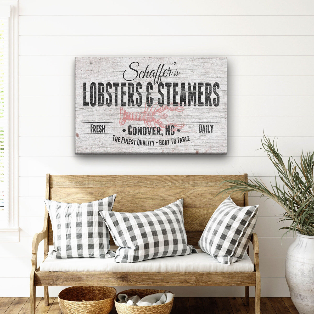 Enseigne personnalisée sur toile pour restaurant de homards et fruits de mer cuits à la vapeur