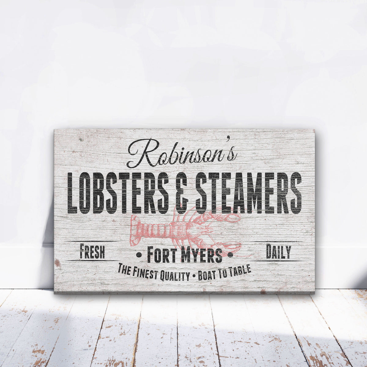 Enseigne personnalisée sur toile pour restaurant de homards et fruits de mer cuits à la vapeur