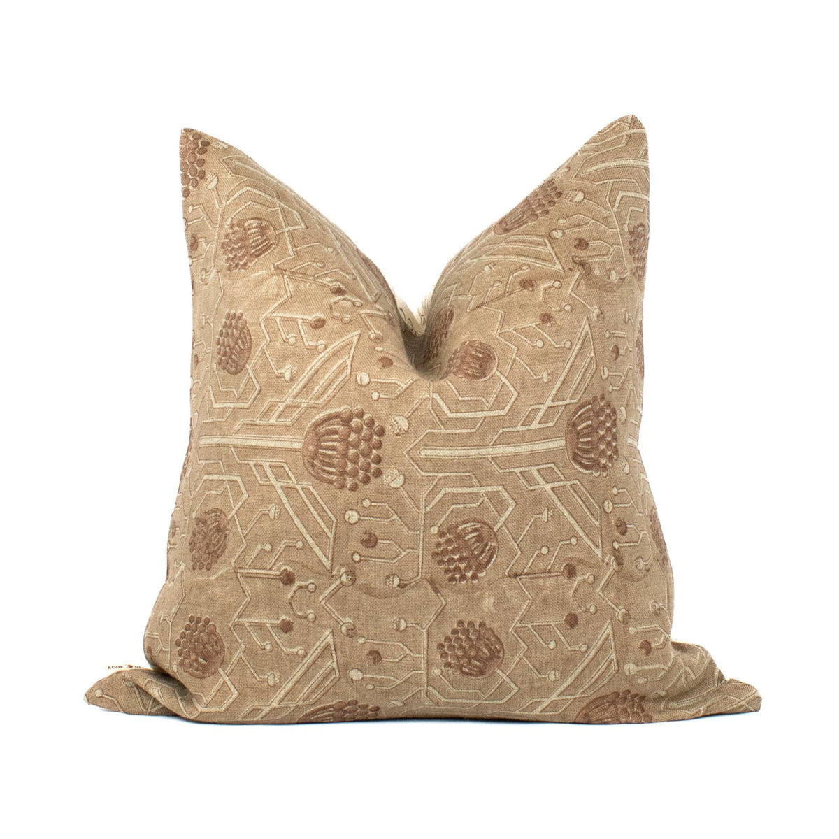 Handprinted In India, Decorative Pillowcase, Floral Blockprint, Artisan Lumbar For Modern Interiors, House Warming Ideas - PRITHVI RUST CL