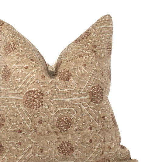 Imprimée à la main en Inde, taie d'oreiller décorative, impression au bloc floral, coussin lombaire artisanal pour intérieurs modernes, idée de cadeau de crémaillère - PRITHVI RUST CL