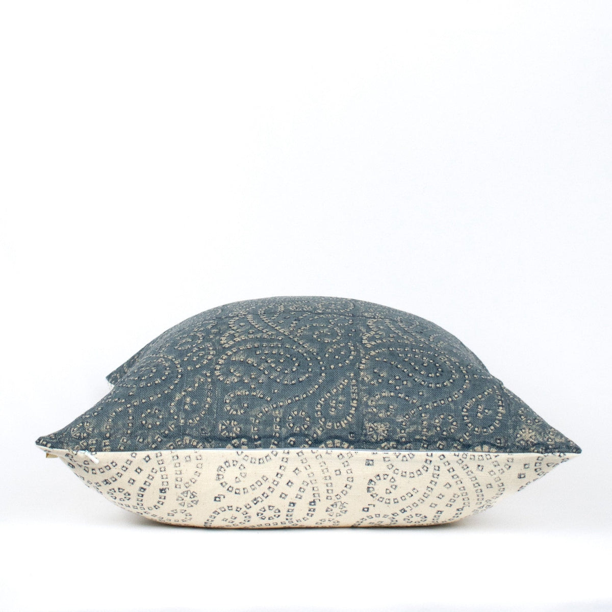 Indian Long Sofa Pillowcase, Blocked Floral Design, Neutral Lumbar Cushion Covers For Modern Couch Or Living Room - TULJA TEAL