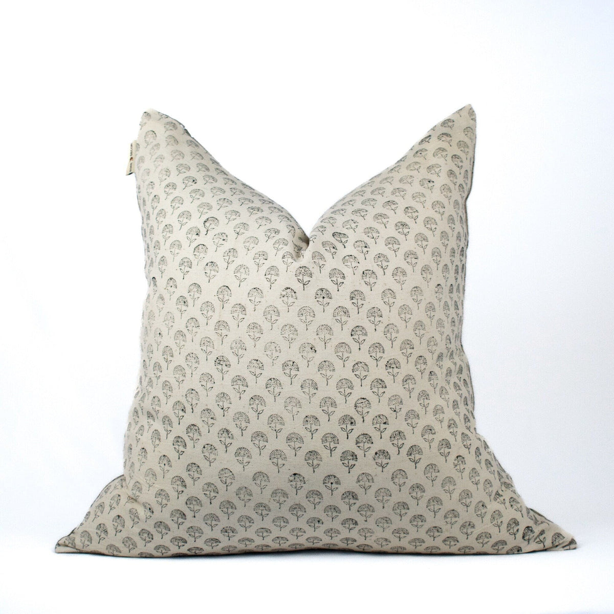 Small Lumbar Pillowcase, Blockprinted Indian Cotton Back, Artisan Home Accent, Modern Couch Or Throw Pillow Cover - MUDRA TEAL BL