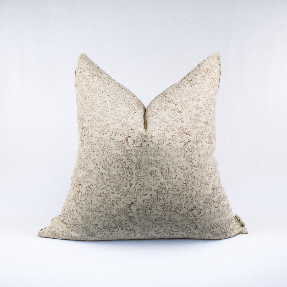 Block Print Pillow Cover, Floral Indian Linen Lumbar, Handmade