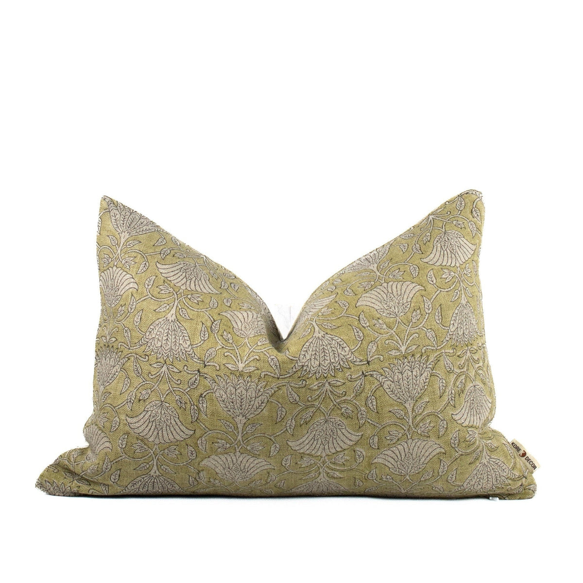 Cuscino in lino neutro, stampe a blocchi indiani, federa lombare di design, accento rustico farmhouse, regalo perfetto per la mamma - AHILYA MINT