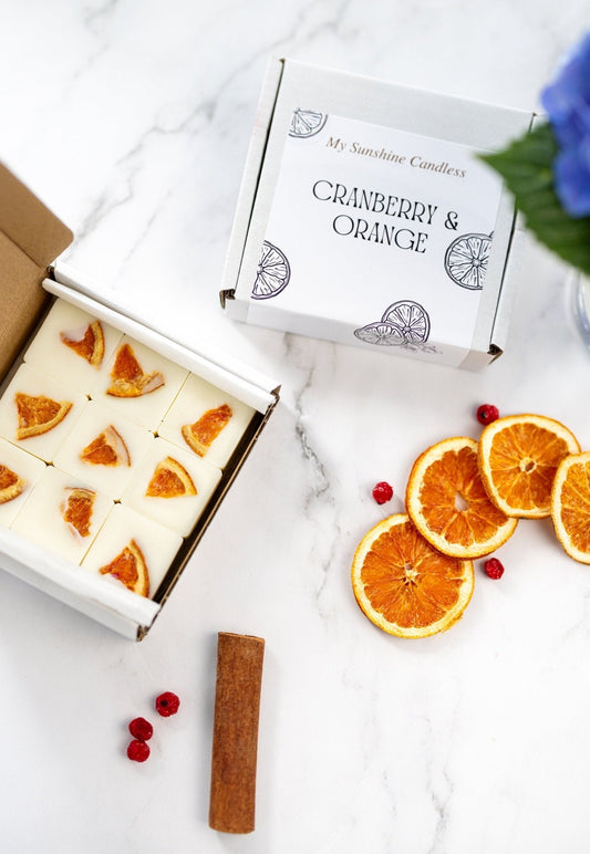 Fondants parfumés Orange & Canneberge – Cubes de cire de soja hautement parfumés, 100 % naturels, parfum longue durée