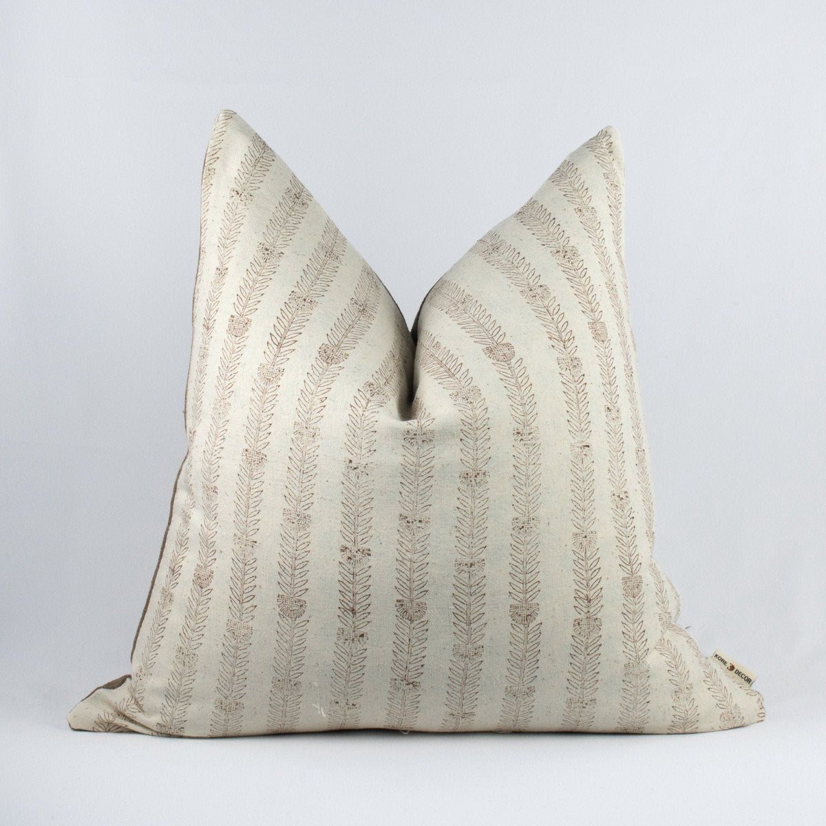 Linen Pillow Covers For Sofa, Blockprinted Cotton Back, Decorative Lumbar Design, Indian-Inspired Handmade Look - BELA SLATE OL
