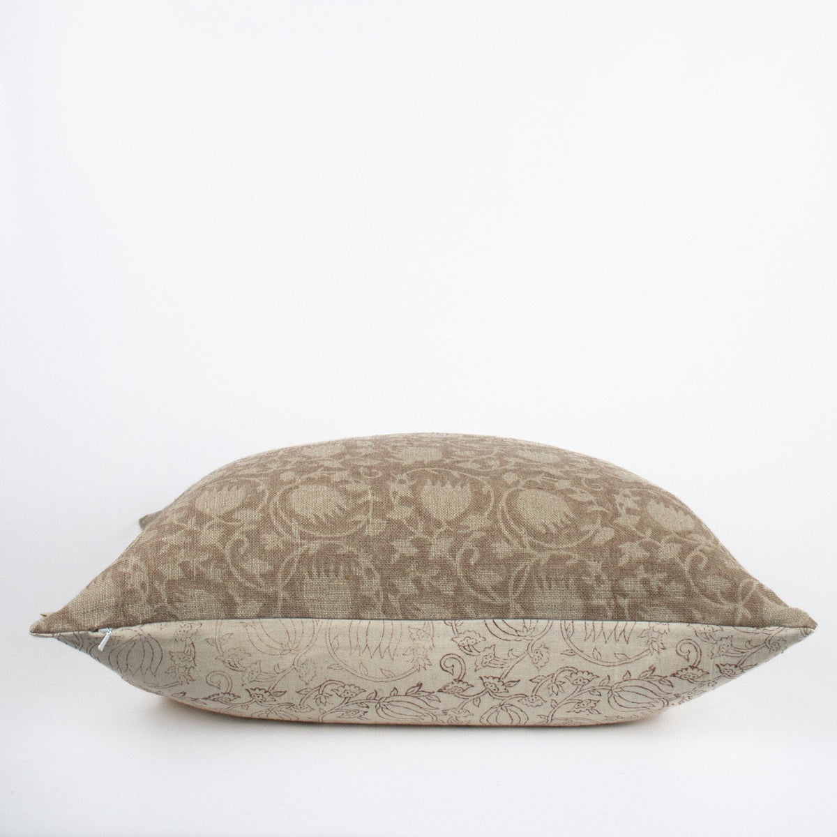 Linen Handprinted Pillowcase, Blocked Indian Cotton Back, Lumbar Style, Cozy Decor For Modern Homes, Housewarming Gift - SITA ROSEDUST OL