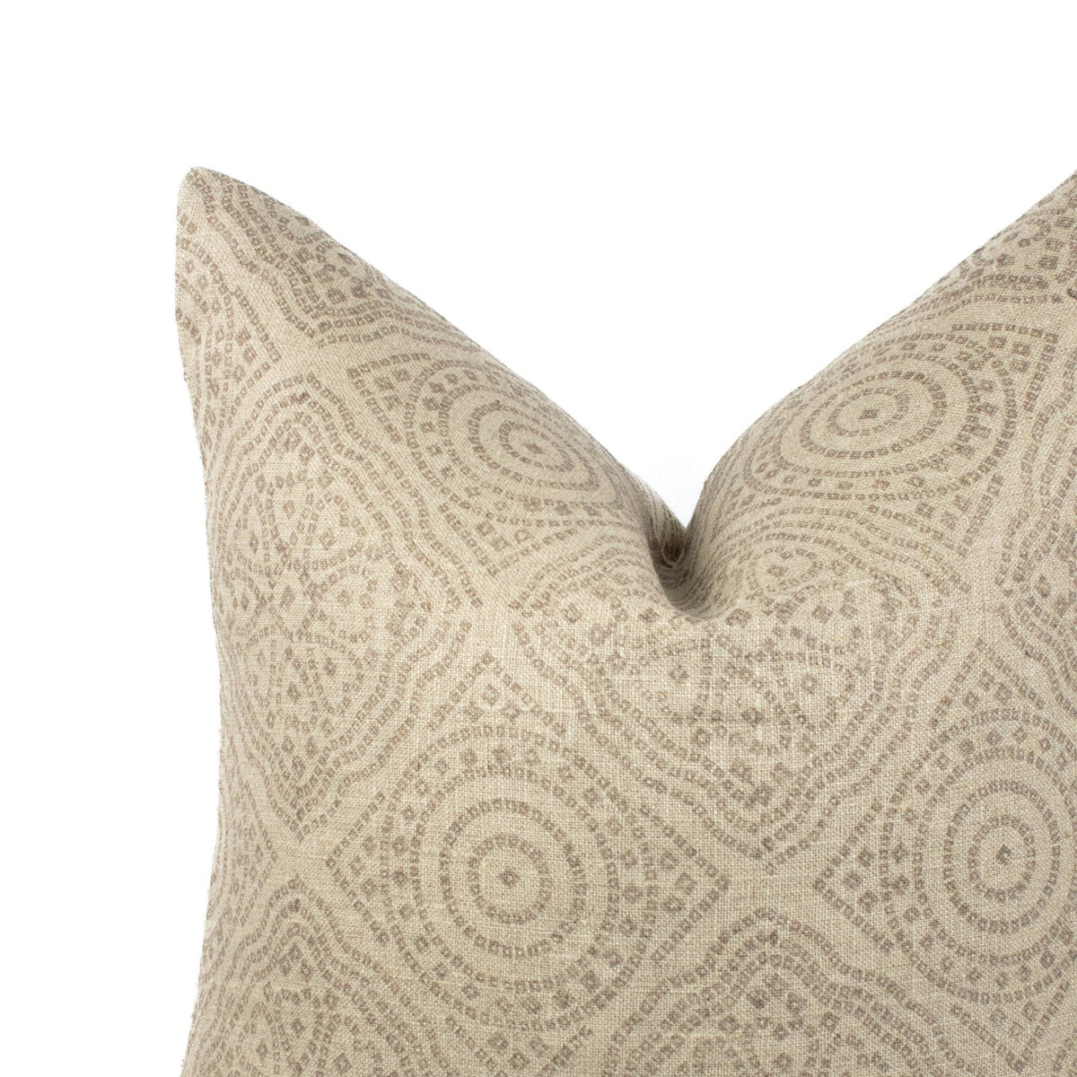 Handprinted Linen Cushioncase, Lumbar Pillow Cover, Blocked Cotton, Indian Floral Print, Earthy Neutral Palette For New Home - JIJA SLATE BL