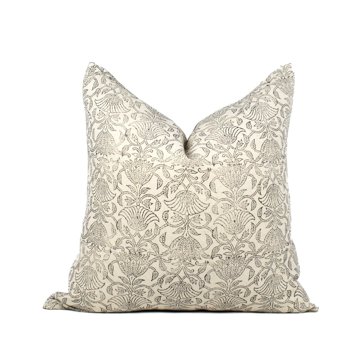 Cuscino in lino neutro, stampe a blocchi indiani, federa lombare di design, accento rustico farmhouse, regalo perfetto per la mamma - AHILYA MINT