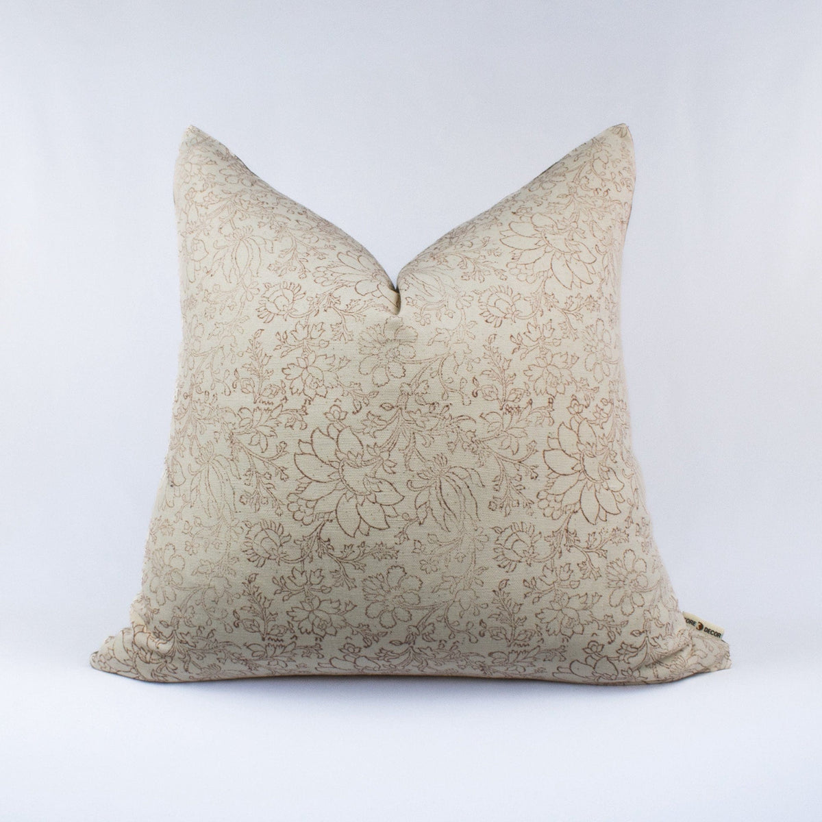 Linen Pillow Case, Indian Artisan Design, Handprinted Or Blocked Floral Accent, Cozy Lumbar Pillow Look, New Homeowner Gift - SAVI STUCCO