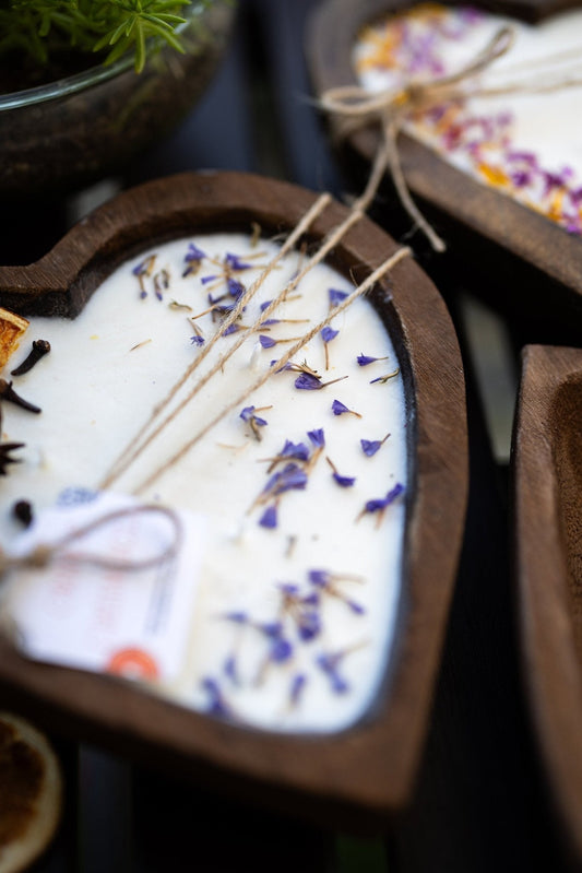 Bougie cœur à la cire de soja parfumée à l'orange avec 3 mèches en coton pour occasions spéciales