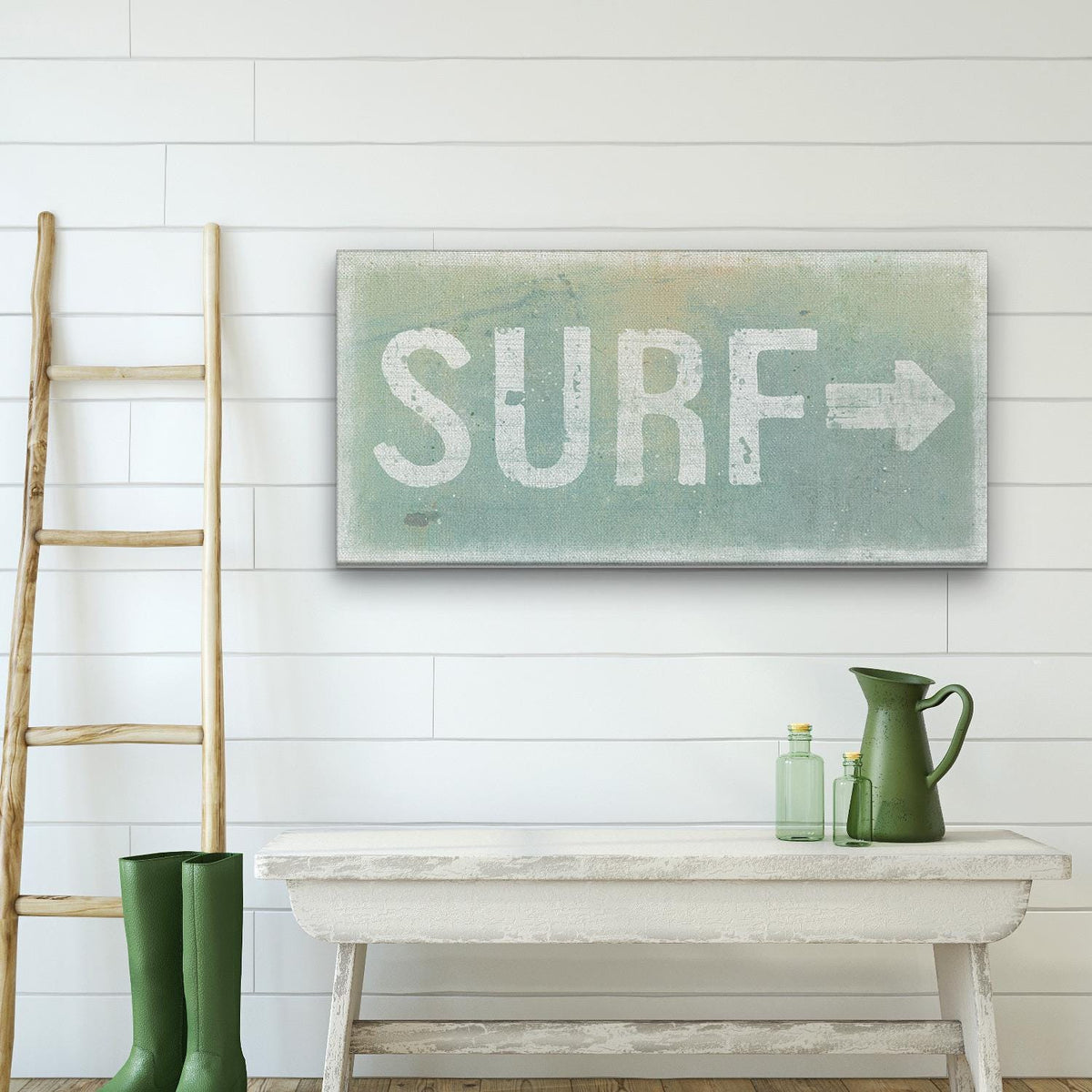 Panneau de surf effet vieilli - Panneau sur toile Surf Shack