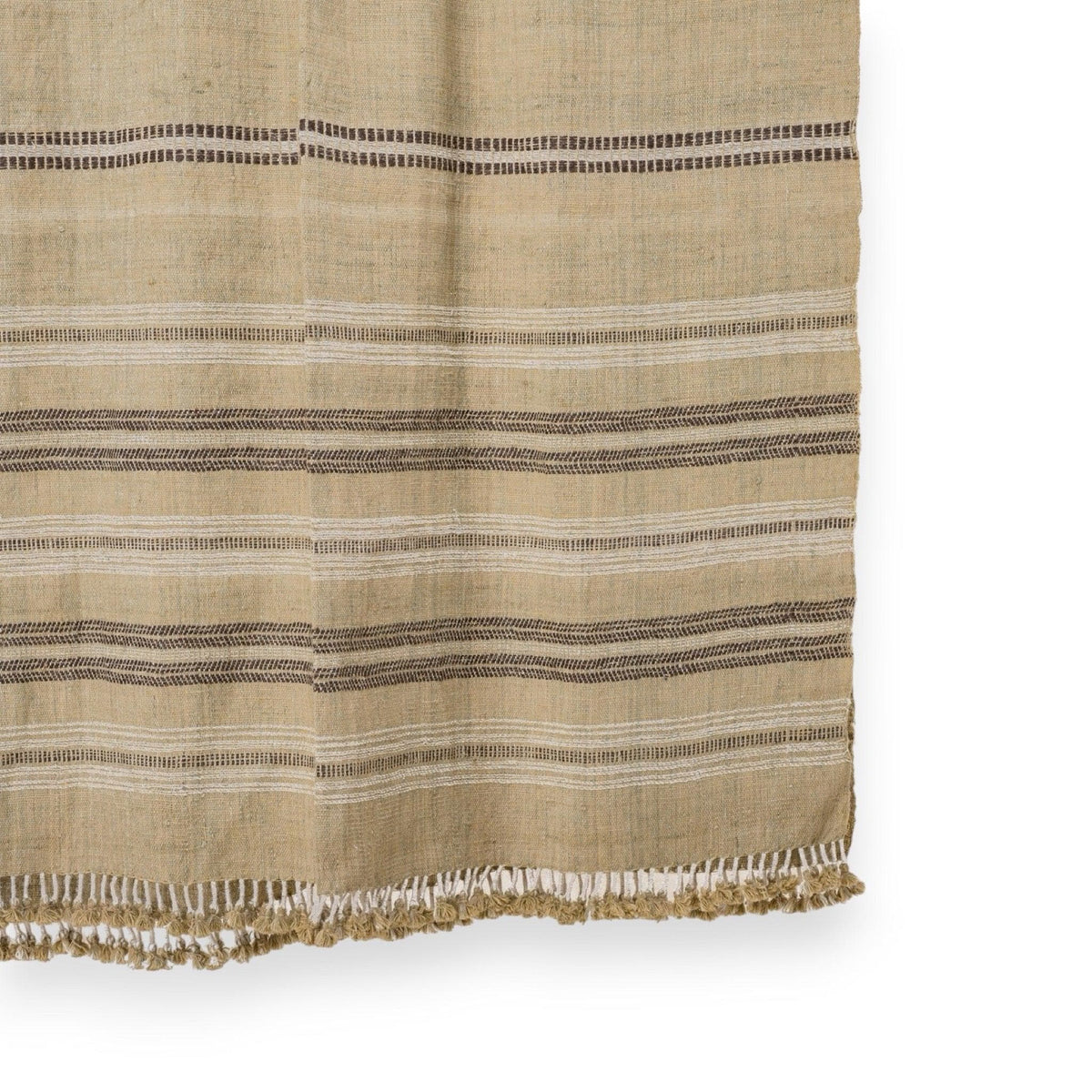 Beige Tan Indian Wool Throw Blanket, Handwoven Sofa Coverlet with Calm Neutral Bed Layer - OPAL