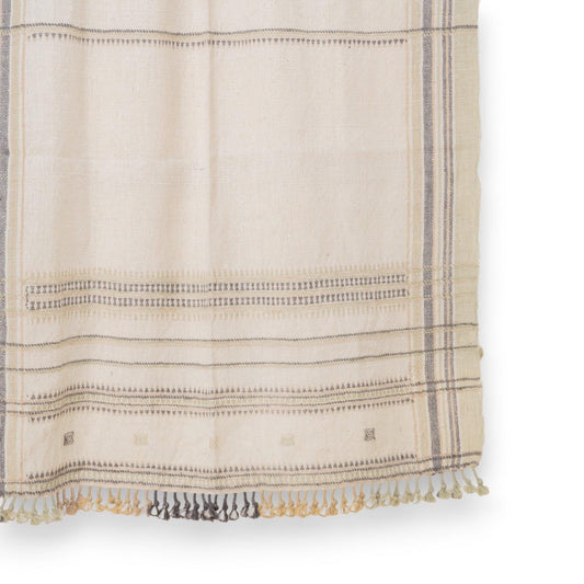 Jeté de lit en laine indienne blanc cassé, couvre-canapé tissé à la main avec accent minimaliste pour lit - ALÂTRE