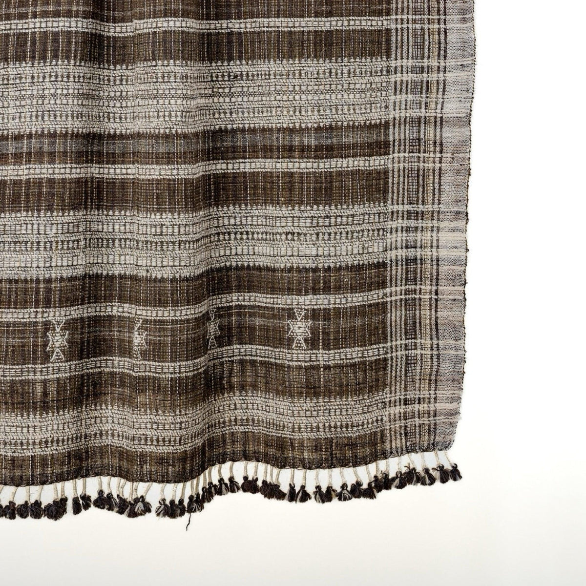 Brown Indian Wool Throw Blanket, Handwoven Couch Coverlet with Rustic Reading Chair Accent - SPHENE