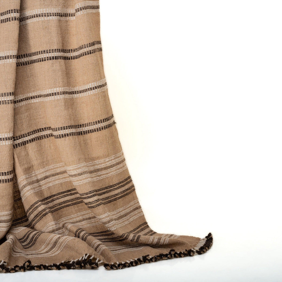 Rust Indian Wool Throw Blanket, Handwoven Couch Coverlet with Warm Artisan Bedroom Layer - MANIK