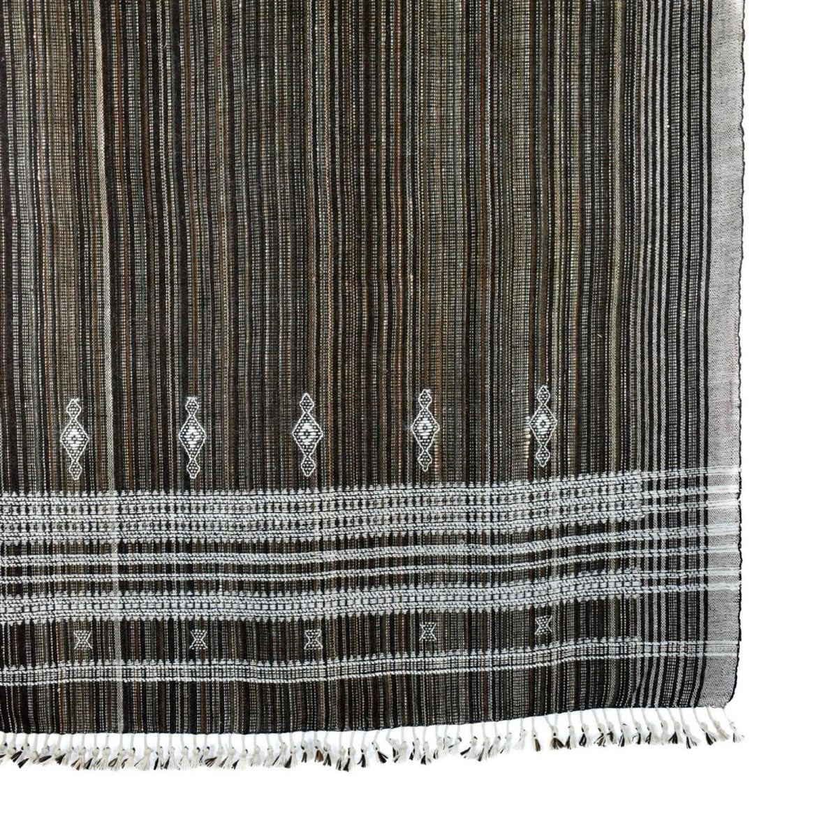 Brown Indian Wool Throw Blanket, Handwoven Sofa Coverlet with Lodge Reading Chair Layer - SPINEL