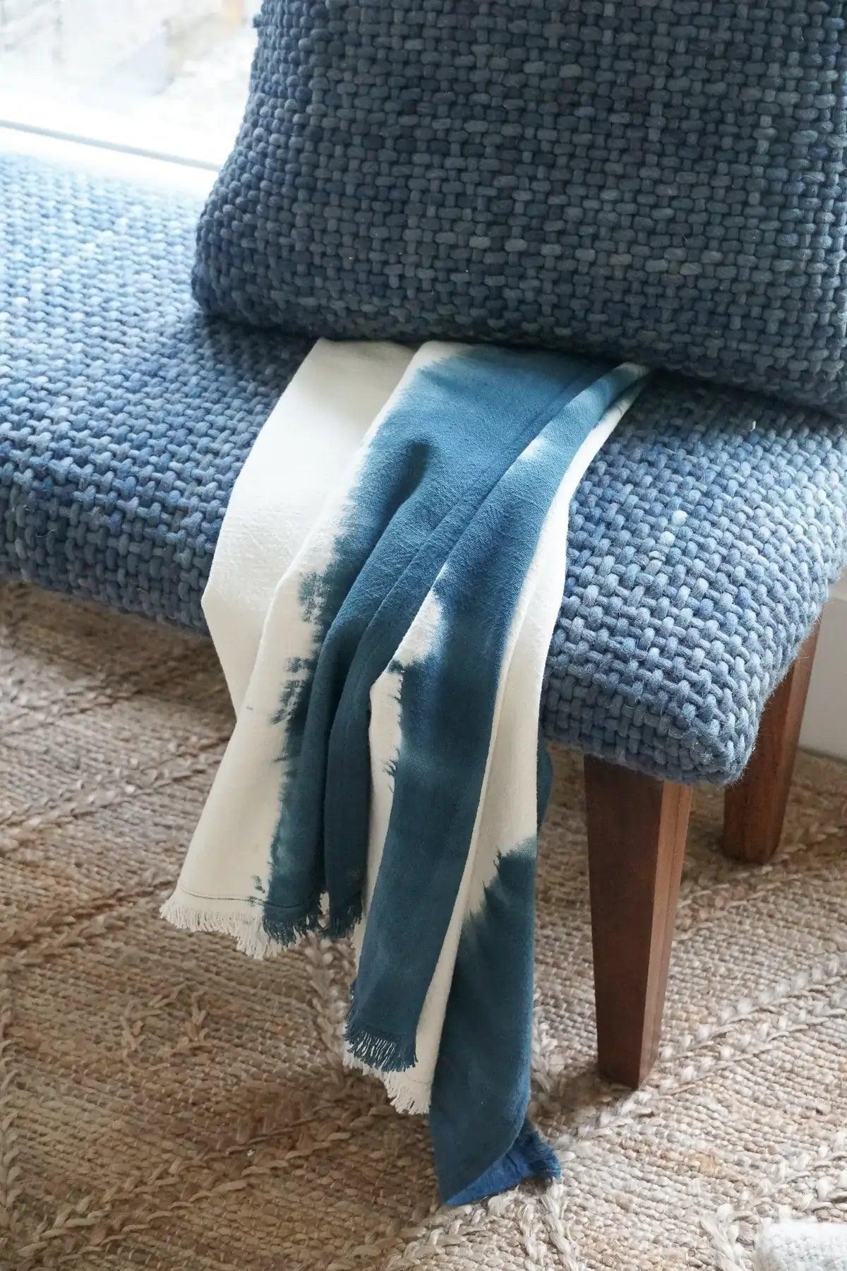 Plaid in cotone tie-dye blu indaco