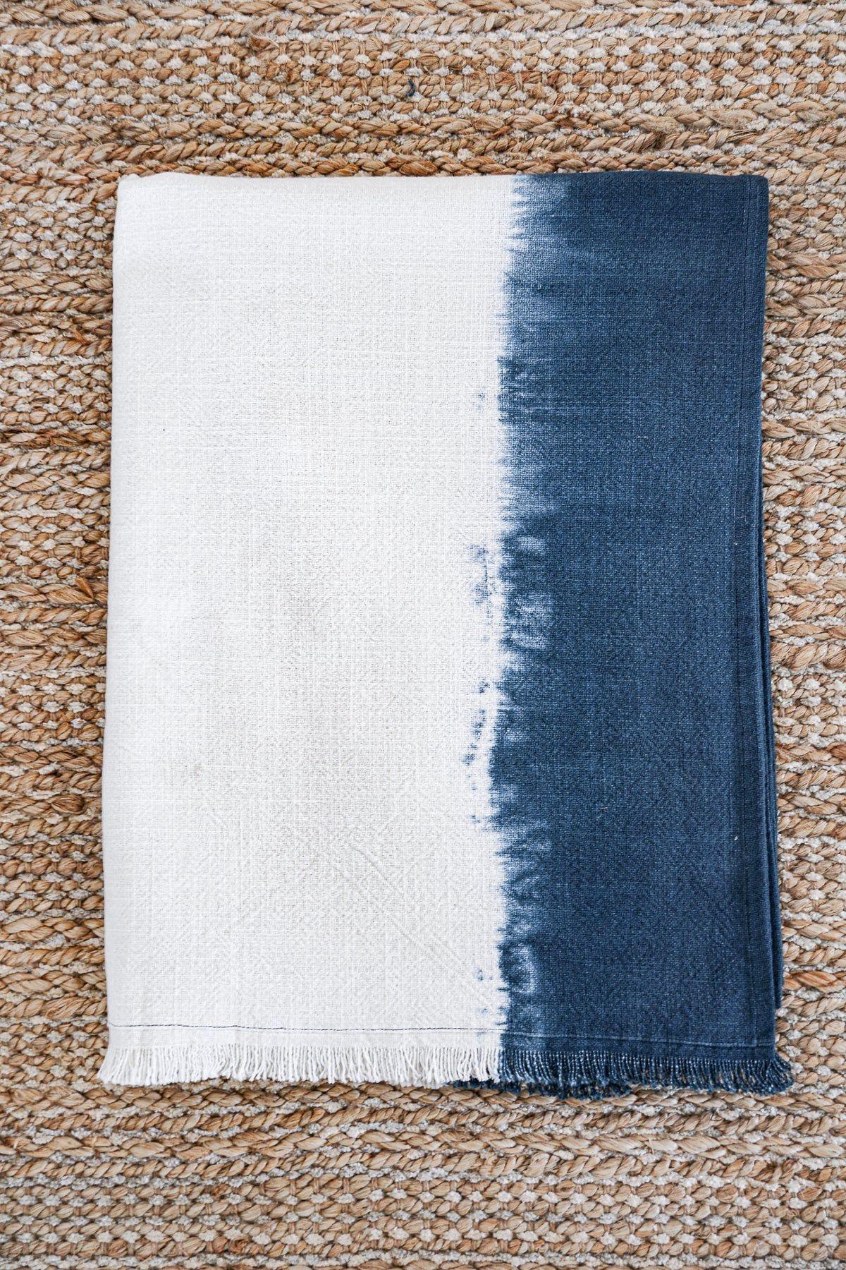 Plaid in cotone tie-dye blu indaco