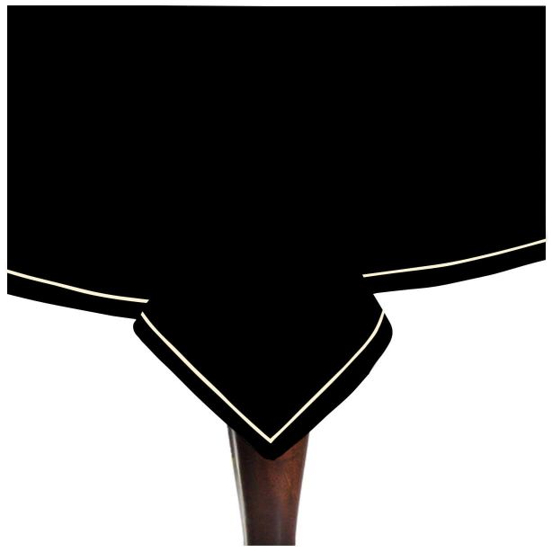 Nappe unie en satin de coton avec bordure brodée simple - Noir