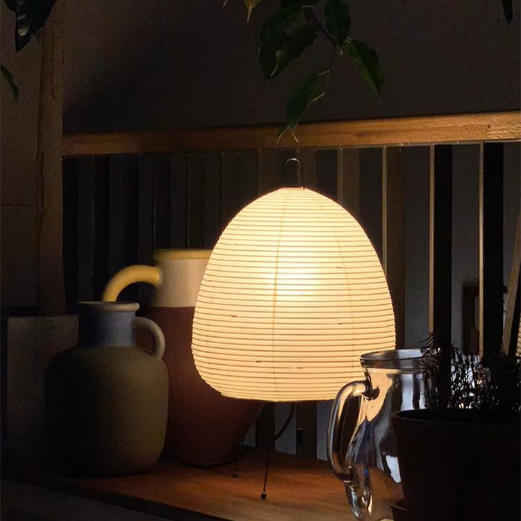 Japanese Washi Paper Table Lamp | Minimalist Tripod Desk Light