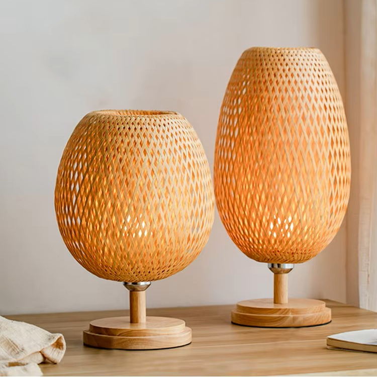 Natural Woven Bamboo Table Light | Modern Eco-Friendly Accent Lamp