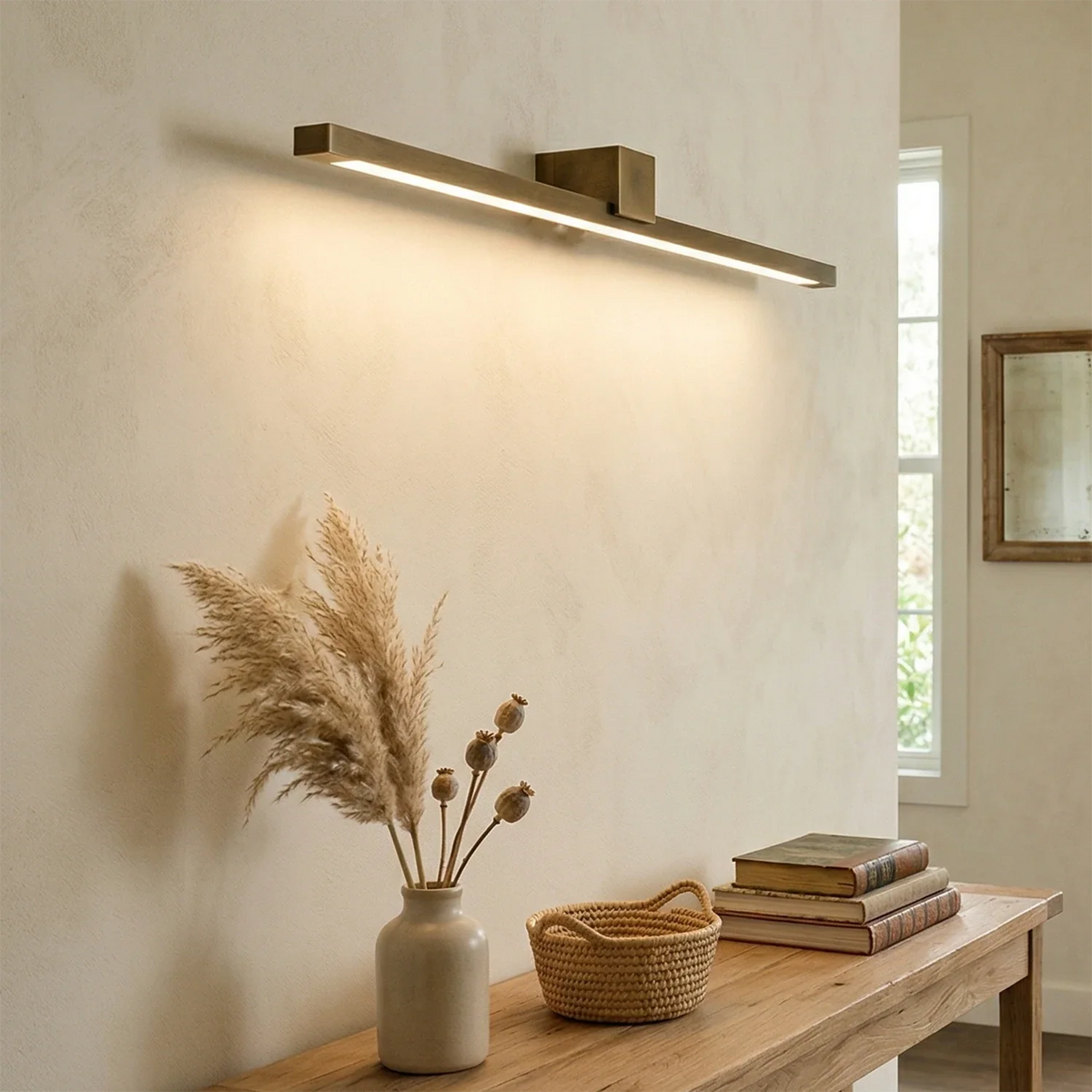 Applique murale LED linéaire en laiton Kivana