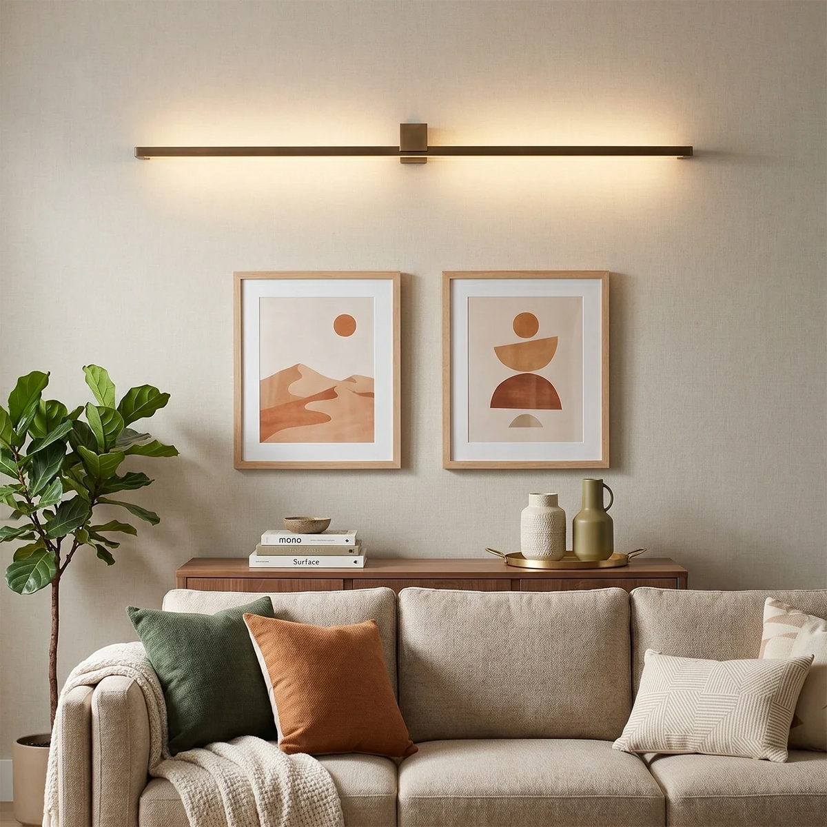 Applique murale LED linéaire en laiton Kivana