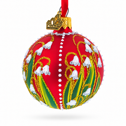 Ornement de Noël boule en verre royal Muguets 1898 2,4 pouces