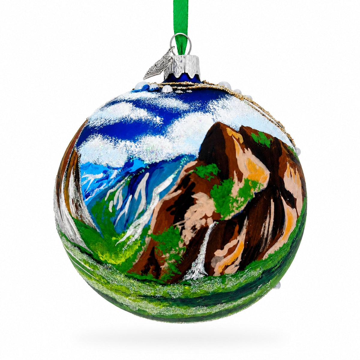 Yosemite National Park Glass Christmas Ornament